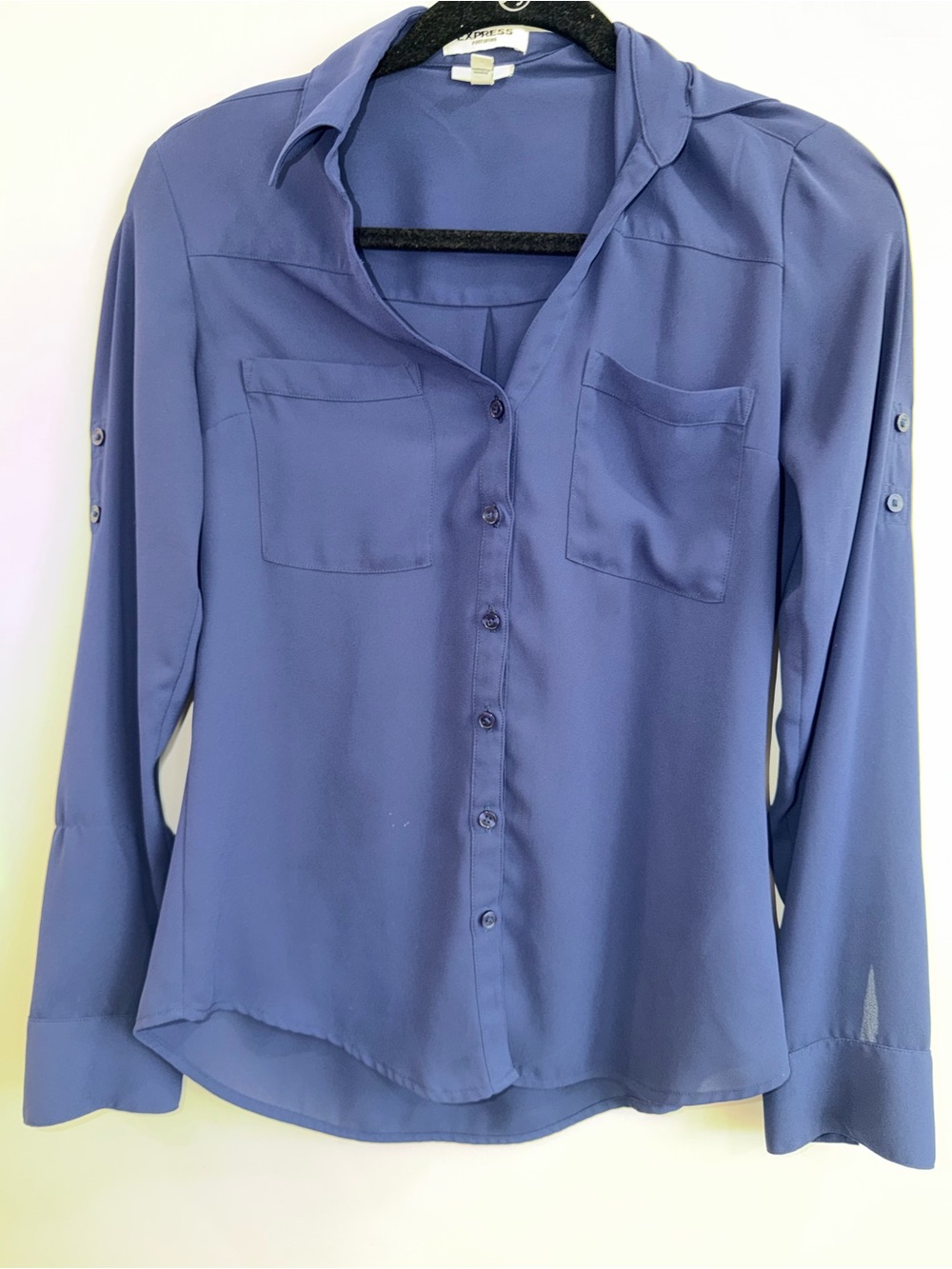 Express Women's Slate Blue Button-Down Shirt